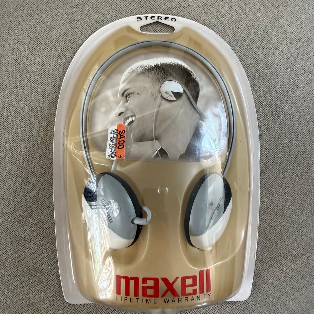 Maxell HP-200F Stereo Headphones Silver Black Wired 3.5mm NEW Sealed Vintage